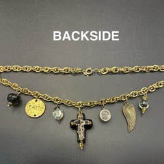 Vintage Brassy Bronzy Necklace & Charms of Mixed Metals: Cross, Angel Wing, OOAK