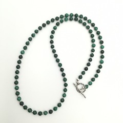 Silver Schark Handmade Sterling Silver & Green Malachite Necklace 21″ #97