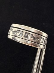 Big Vintage Mexico Sterling Silver 925 Tribal Pattern Spinner Ring Size 11.75