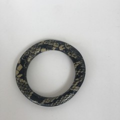 Black Beige Snakeskin Pattern Bangle Bracelet Fashion Jewelry Unisex Vin (3.5in)