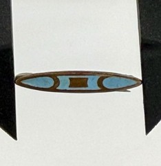 Antique Blue Guilloche Enamel Lingerie Pin Art Deco Bar Brooch Brass 21mm