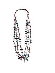 Vintage Multi Strand Heishi Bead Boho Necklace Southwestern Style