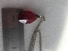 Pendant with chain silver 875 Russian Soviet Gold vintage USSR red crystal glas