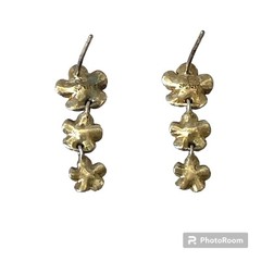 2W 925 Sterling Silver Rhinestone Floral Dangle Earrings Vintage Classic Grandma