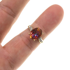 Classic 10k Solid Yellow Gold 2.50ct Genuine Mystic Topaz & Diamond Ring Size 7