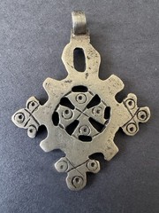 RARE Antique Circa 1890 Ethiopian Coptic Cross Pendant Low Grade Silver Handmade