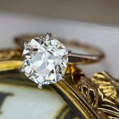 Antique Natural GIA 2.48 K VS2 Antique Old Mine Cut Diamond Engagement Ring