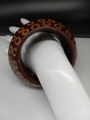 Kjl Vintage Massive Lucite Brown Polka Dot Designer Bangle Bracelet