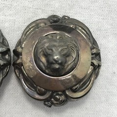 Vintage Silver Alloy Stunning Large Dementional Lion Head Clip-on Earrings