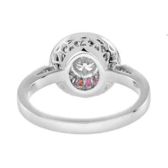 Art Deco Style Lab Created Rainbow Sapphire Diamond Ring 14K White Gold Finish
