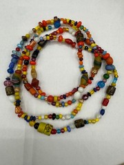ESTATE NEPAL ART GLASS BEAD MULTI COLOR MIX SHAPE STRAND STRING NECKLACE 40″
