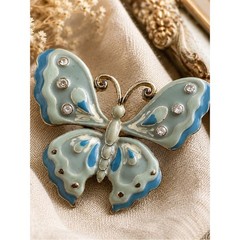 Y2K Blue Butterfly Brooch Cottagecore Fairycore Pin VNTG Pastel Blue Rhinestone