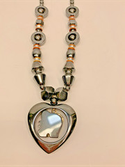 Vintage Heavy Heart W/ Good Luck Elephant Inside Pendant Necklace