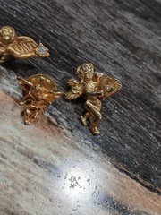 Vintage Gold Tone Guardian Angel Lapel Pin Lot Of 3 Religious Shoulder Angel