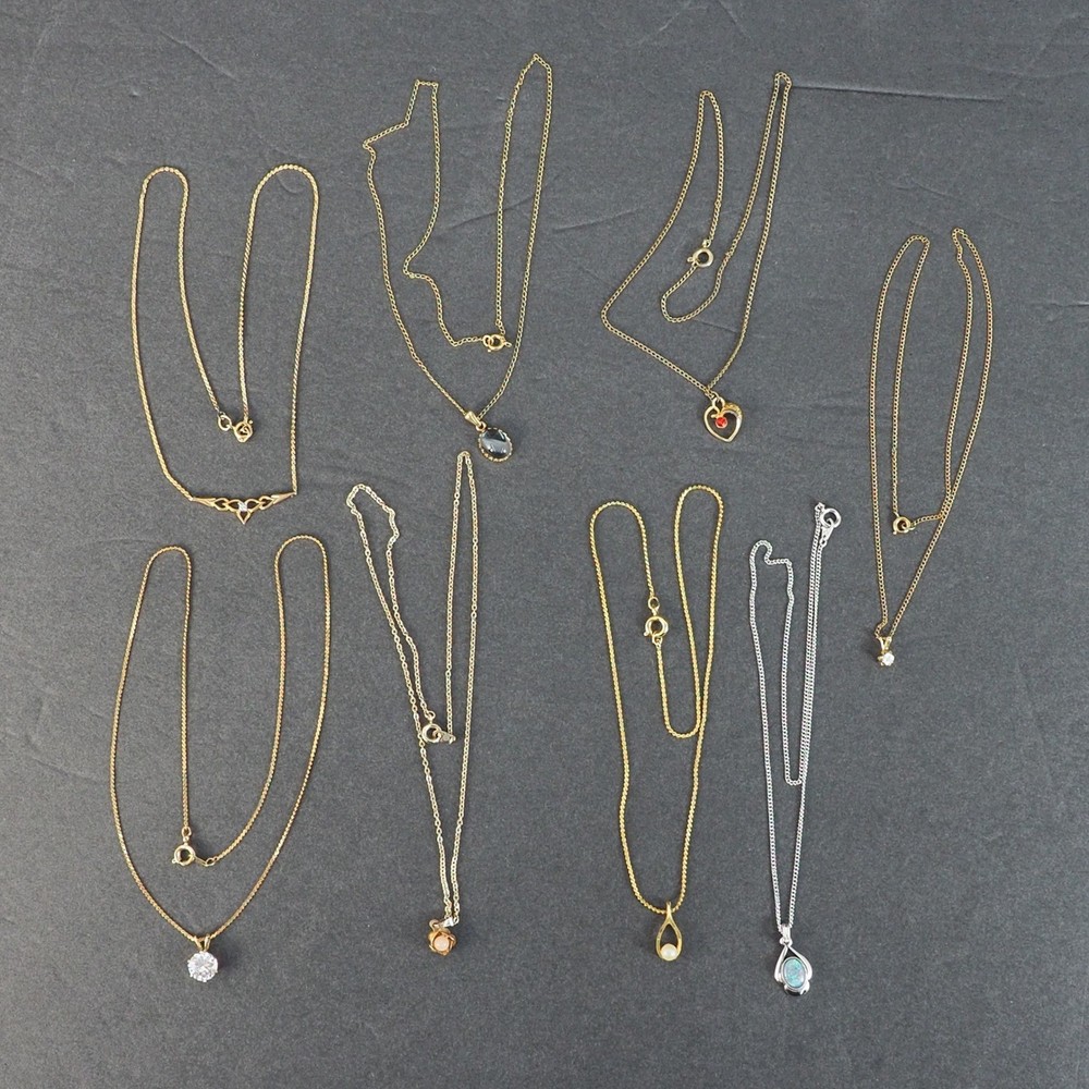 Vintage Dainty Pendant Necklace Gold Silver Tone Mixed Lot 8 Everyday Minimalist