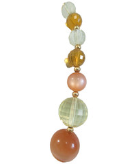 Yellow and Brown With Some Moonglow Vintage Beaded Necklace W Fancy Clasp