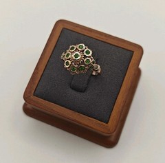 Vtg US8.25 Rose Gold Plated Green Stone Cocktail Ring 3.07g