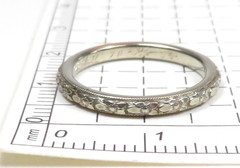 Antique 1920’s Orange Blossom Traub 18K White Gold Wedding Band Ring 4.75 UK-J