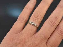 Art Deco Filigree Round Lab Created Diamond Three-Stone 925 Silver Wedding Ring