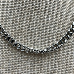 Vintage Silver Tone Cuban Link Chain Necklace Adjustable Lobster Clasp 16-18″