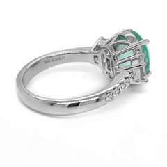 3.89CT DIAMOND & AAA PARAIBA TOURMALINE 18KT WHITE GOLD 3 STONE ENGAGEMENT RING