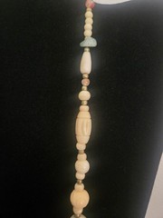 Vintage Stone And Carved Bovine Bone Beaded Necklace 32″