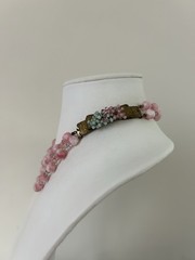Unsigned Miriam Haskell Pink Art Glass Beaded Necklace Earrings Set 18” READ
