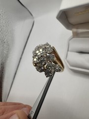 Stunning 1970 Vintage Estate 18k Gold 3.50ct Diamond Cluster Cocktail Ring