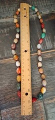 Vintage Chinese Moss Agate gemstone necklace, graduated polished beads, rare