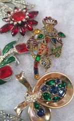 Antique Brooch Lot Crown Trifari Jewled Symphony,Czech, Alfred Philippe?? Etc