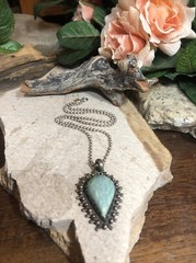 18. Sterling 925 Greenish Turquoise stone Ball link Chain Pendant Necklace 16″