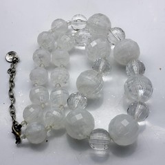 Beaded Statement Necklace Lot 2 Vintage GRAZIANO Chunky Single and Clear Double