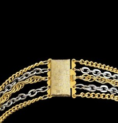 Vintage Multi-Strand Gold & Silver Tone Layered Necklace~1980s