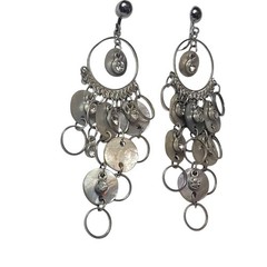 Vintage Mixed Metal Copper Chandelier Earrings Boho Acrylic Bead Dangle