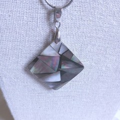 MOP high quality natural rainbow ABALONE MOSAIC SQUARE PENDANT modern triangles