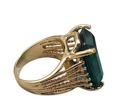 Vtg Ana BeKoach 18KHGE Simulated Emerald Cocktail Ring Sz 5 Gold Electroplated