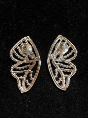 Glittery Butterfly Wing Pink AB Rhinestone Pierced Earrings