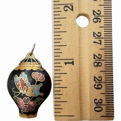 Vintage Cloisonné Butterfly Ginger Jar Pendant Gold Tone Floral Enamel Charm