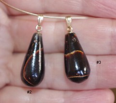 Genuine Vintage 14K Carved 45MM Elongated Teardrop Black Coral Pendent