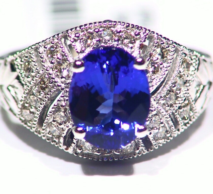 3.00CT 14K Gold Natural Tanzanite Diamond Vintage Halo Wedding Engagement Ring
