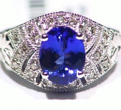 3.00CT 14K Gold Natural Tanzanite Diamond Vintage Halo Wedding Engagement Ring