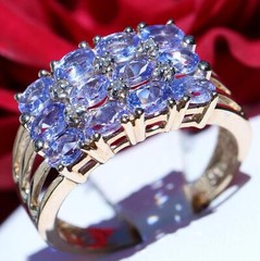 10k yellow gold ring 1.79ct treated tanzanite diamond size 7 vintage 3.6gr