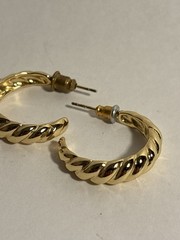 vintage Twisted Loop EARRINGS Gold Tone stud back