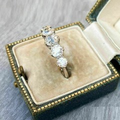 1890’s Vintage 2.10 Cts Round Cut Moissanite Engagement Ring In Argentium Silver
