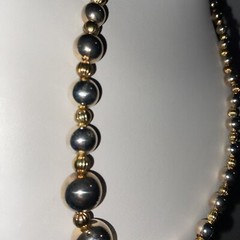 Dauplaise Silver Gold Multi Color Graduated Beaded Necklace Vintage 23” Preppy