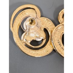 Vintage Avon Island Shell Pierced Earrings Gold Tone Faux Pearl Swirl