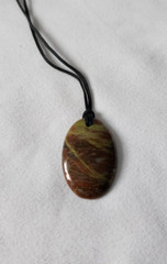 Estate Sale! Brown Oval Cabochon Stone Pendant Necklaces Leather Adjustable Cord