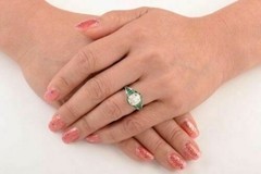 4.00CT Cushion Cut Lab-Created Diamond & Emerald Art Deco Engagement Ring Silver
