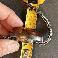 AB Signed Polish sterling silver 925 Baltic amber Massive 96g 36” Bolo Necklace