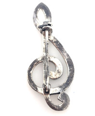 Vtg Signed MA Michael Anthony Sterling Silver Marcasite Treble Clef Brooch 925